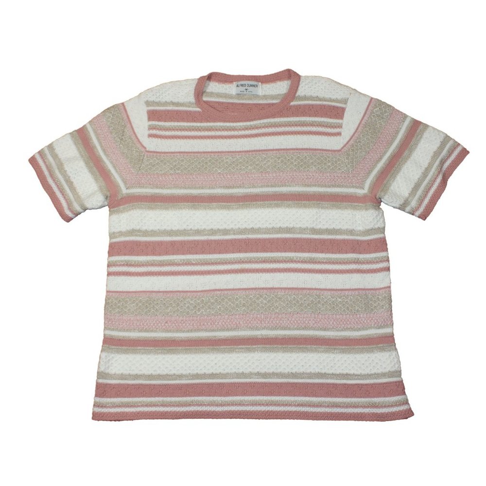 Ladies Alfred Dunner Rose/White S/S Sweater Size Medium